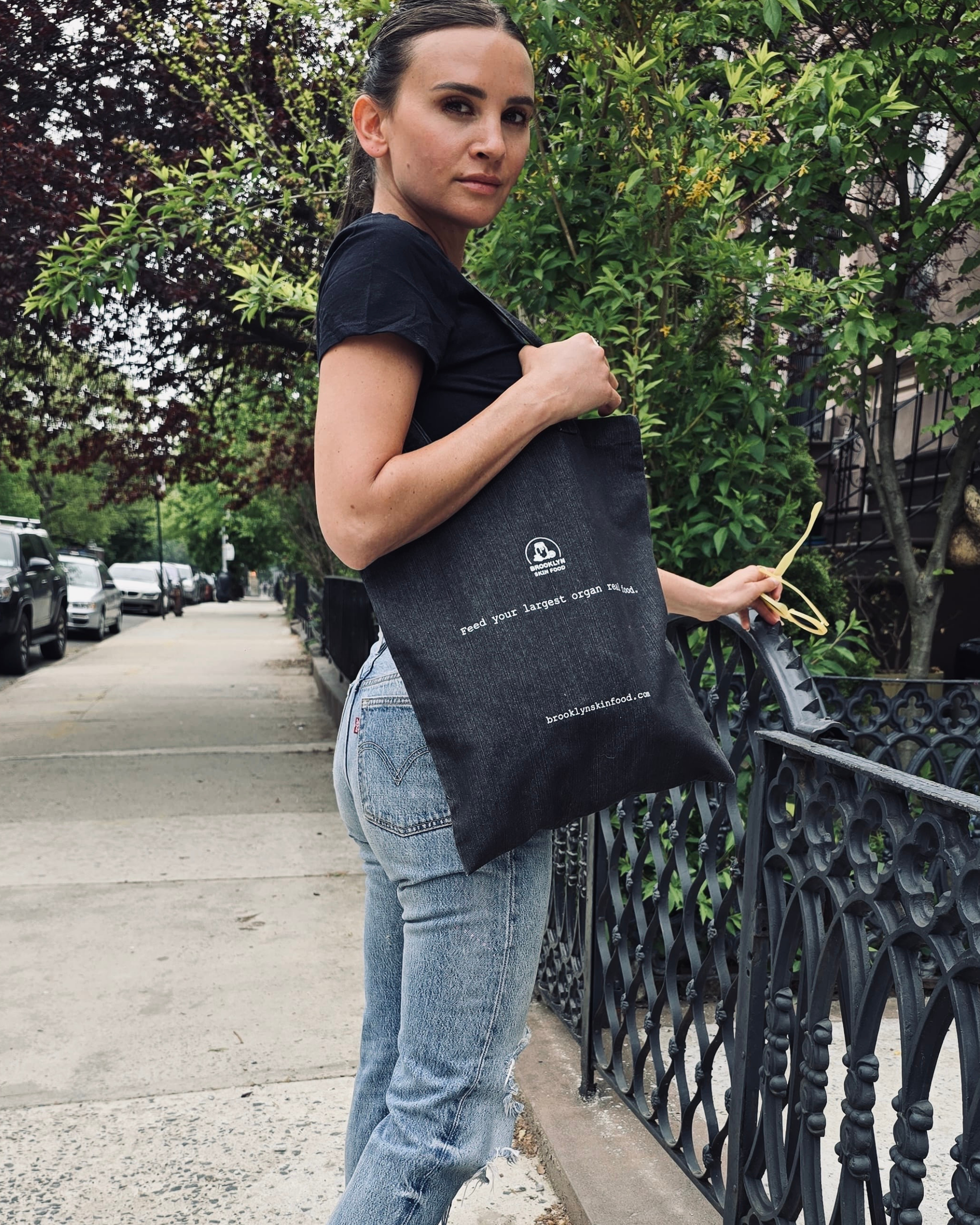 BSF Black Denim Tote Bag