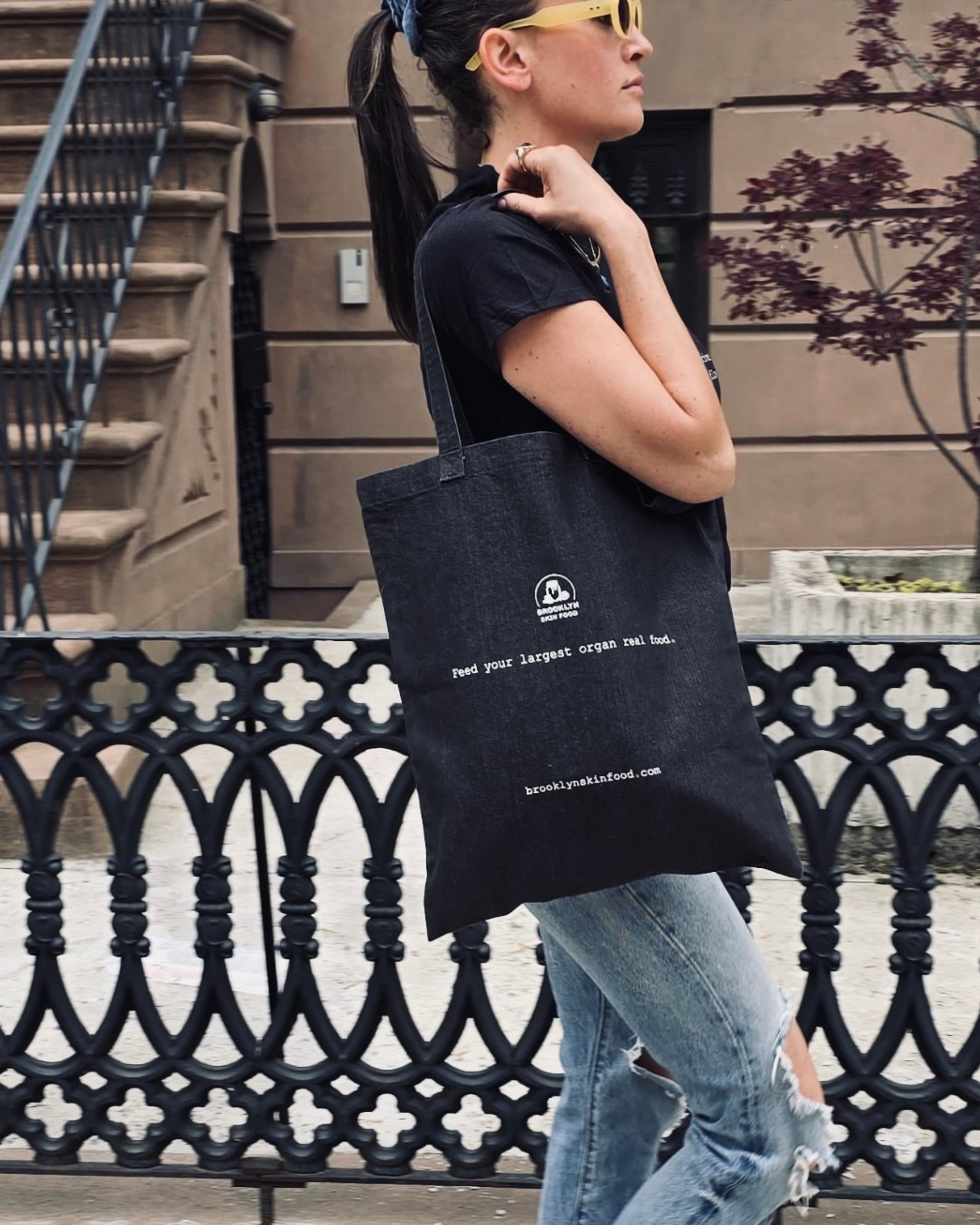 BSF Black Denim Tote Bag