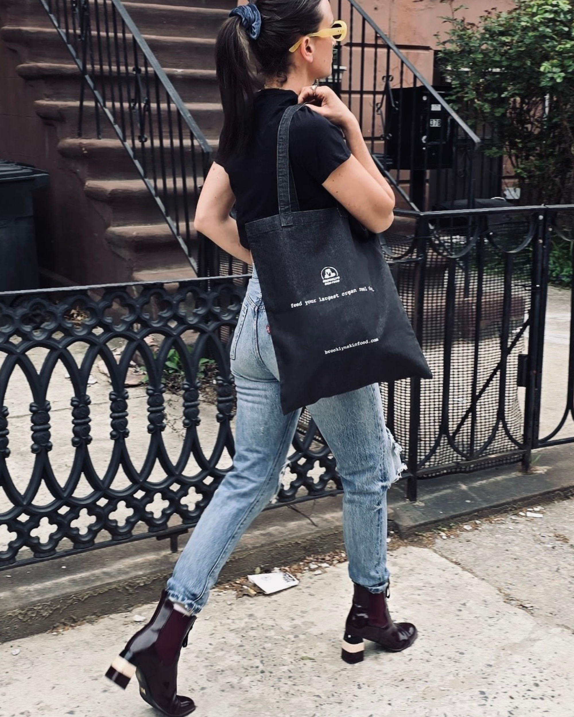 BSF Black Denim Tote Bag